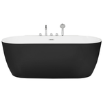 Badewanne freistehend schwarz mit Armatur oval 170 x 80 cm ROTSO