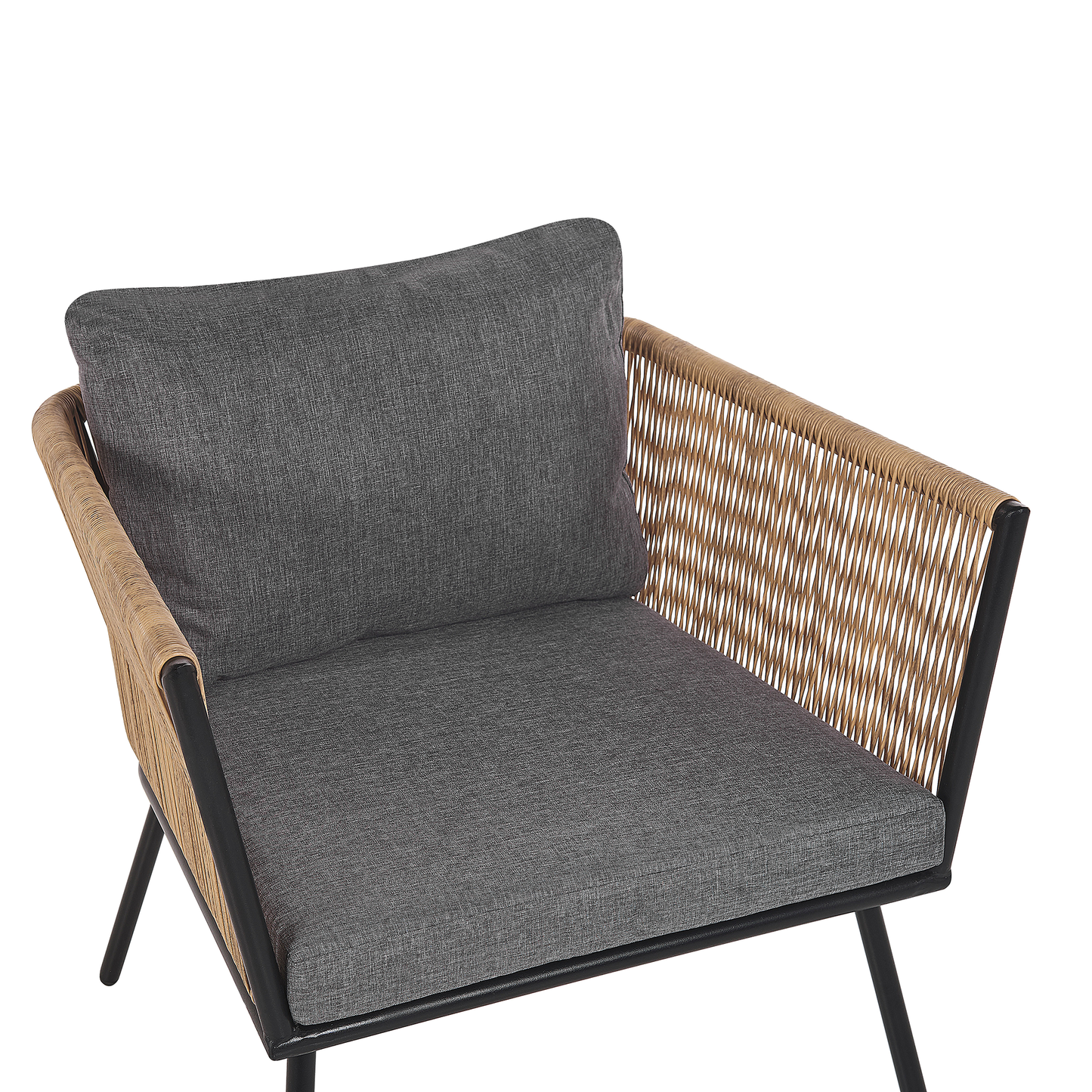 Bistro Set inkl. Kissen GARGANO Polyrattan Hellbraun