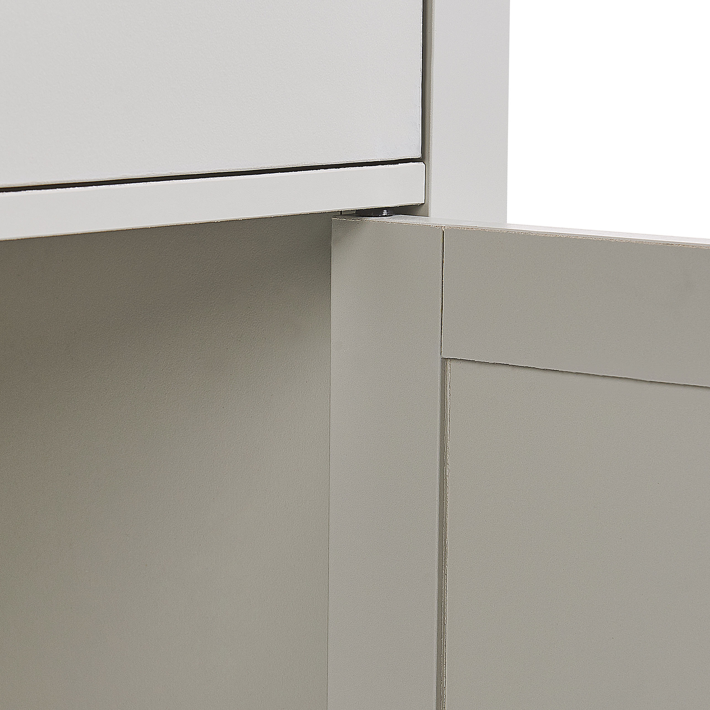 Sideboard grau / heller Holzfarbton 2 Schubladen Schrank CLIO