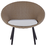Bistro Set inkl. Kissen ORTIGIA Polyrattan Hellbeige Beige