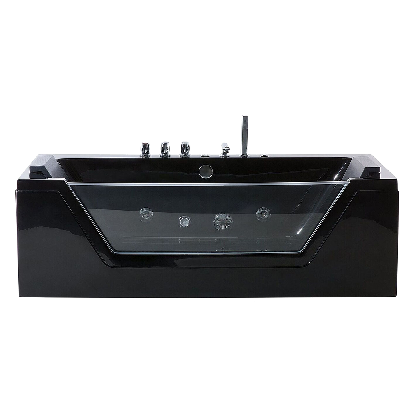 Whirlpool Badewanne schwarz LED Unterwasserbeleuchtung 153 x 70 cm SAMANA