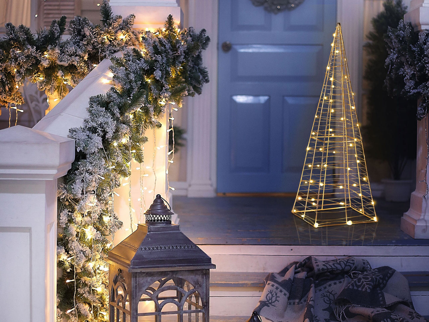 Outdoor Weihnachtsbeleuchtung LED silber Tannenbaum 60 cm PUKSALA