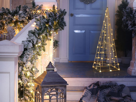Outdoor Weihnachtsbeleuchtung LED silber Tannenbaum 60 cm PUKSALA