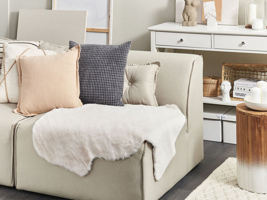 Kunstfell-Teppich Kaninchen beige 90 cm UNDARA