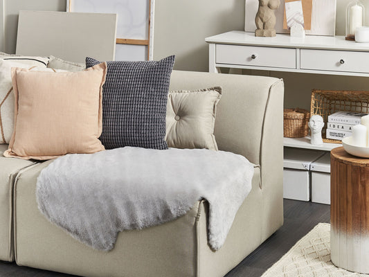 Kunstfell-Teppich Kaninchen grau 90 cm UNDARA