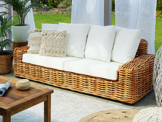 Gartensofa 3-Sitzer FORLI Rattan Naturfarben