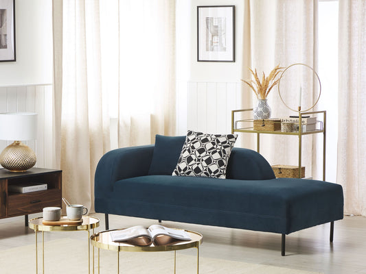 Chaiselongue Samtstoff dunkelblau linksseitig LE CRAU