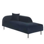 Chaiselongue Samtstoff dunkelblau linksseitig LE CRAU