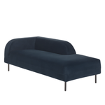 Chaiselongue Samtstoff dunkelblau linksseitig LE CRAU