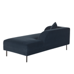 Chaiselongue Samtstoff dunkelblau linksseitig LE CRAU