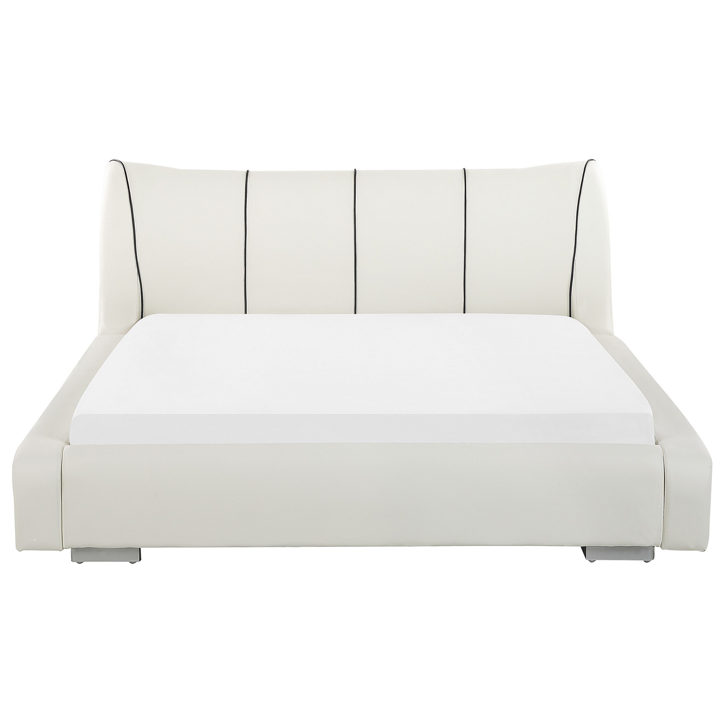 Lederbett weiss Lattenrost 160 x 200 cm NANTES