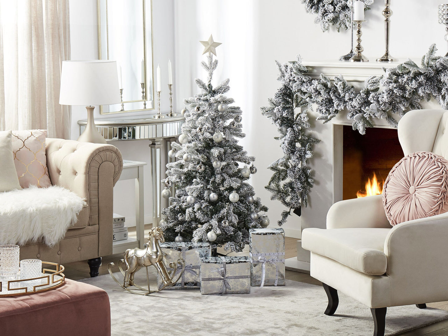 Künstlicher Weihnachtsbaum schneebedeckt 120 cm weiss TOMICHI