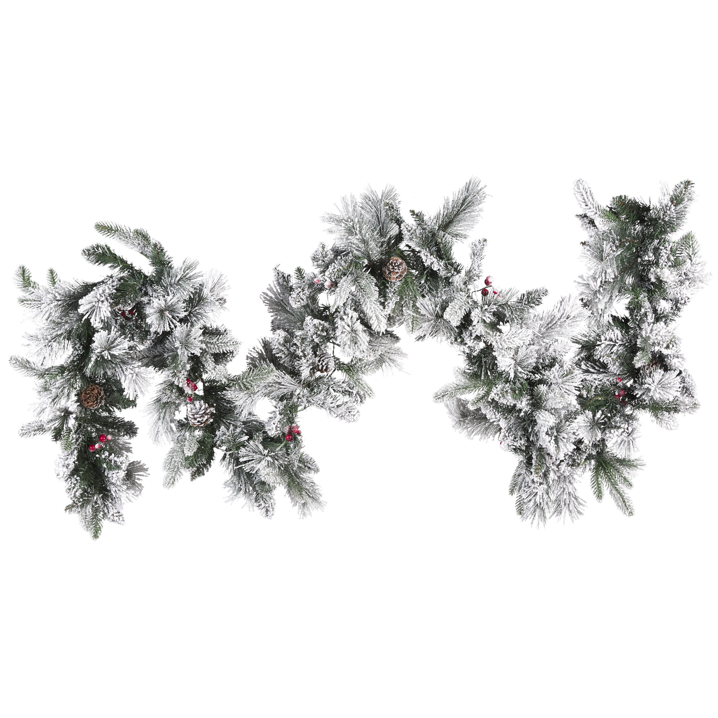 Weihnachtsgirlande weiss mit LED-Beleuchtung Schnee bedeckt 270 cm WHITEHORN