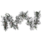 Weihnachtsgirlande weiss mit LED-Beleuchtung Schnee bedeckt 270 cm WHITEHORN