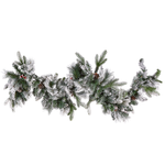 Weihnachtsgirlande weiss mit LED-Beleuchtung Schnee bedeckt 180 cm WHITEHORN
