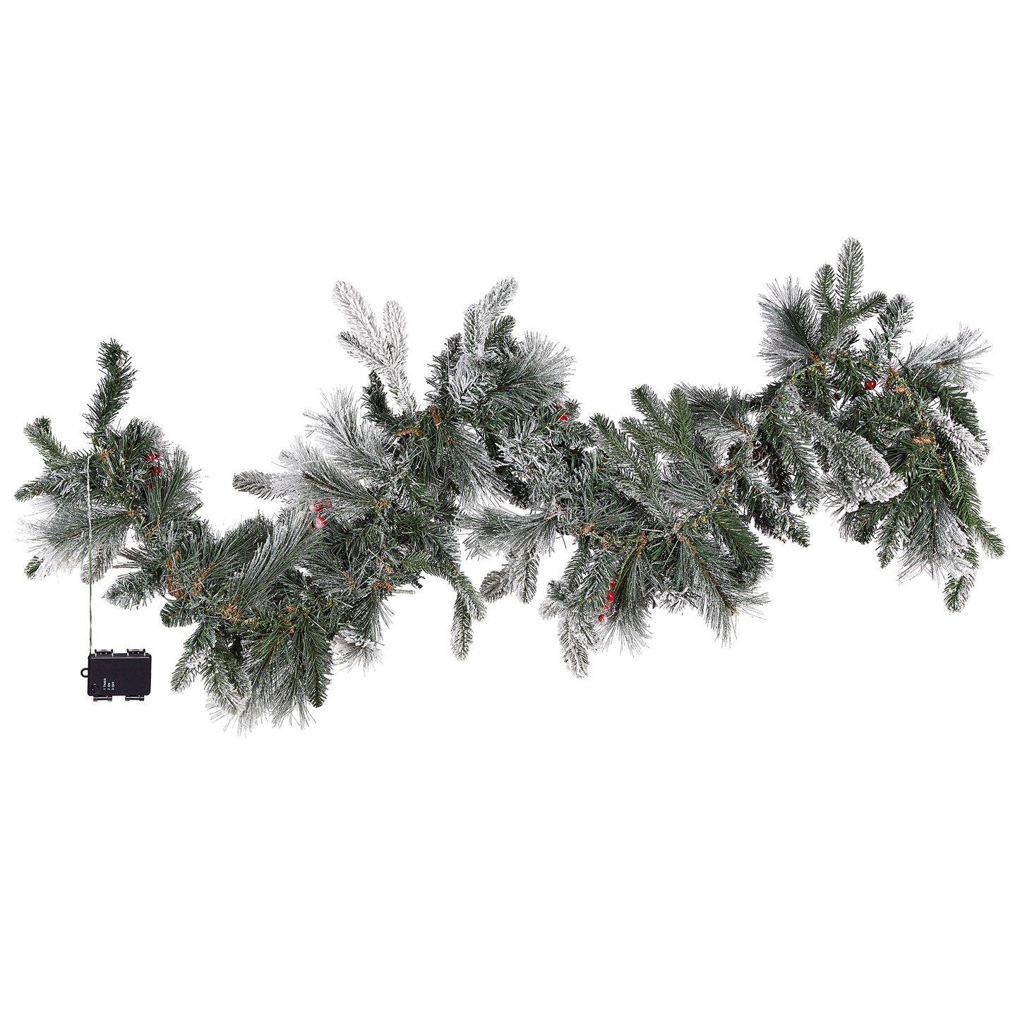 Weihnachtsgirlande weiss mit LED-Beleuchtung Schnee bedeckt 180 cm WHITEHORN
