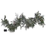 Weihnachtsgirlande weiss mit LED-Beleuchtung Schnee bedeckt 180 cm WHITEHORN