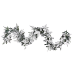 Weihnachtsgirlande weiss mit LED-Beleuchtung Schnee bedeckt 270 cm SUNDO