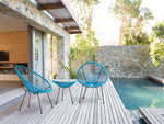 Bistro Set ACAPULCO II Polyrattan Blau