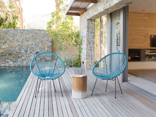 Gartenstuhl 2er Set ACAPULCO II Polyrattan Blau
