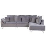 4-Sitzer Ecksofa Cord grau linksseitig LUNNER