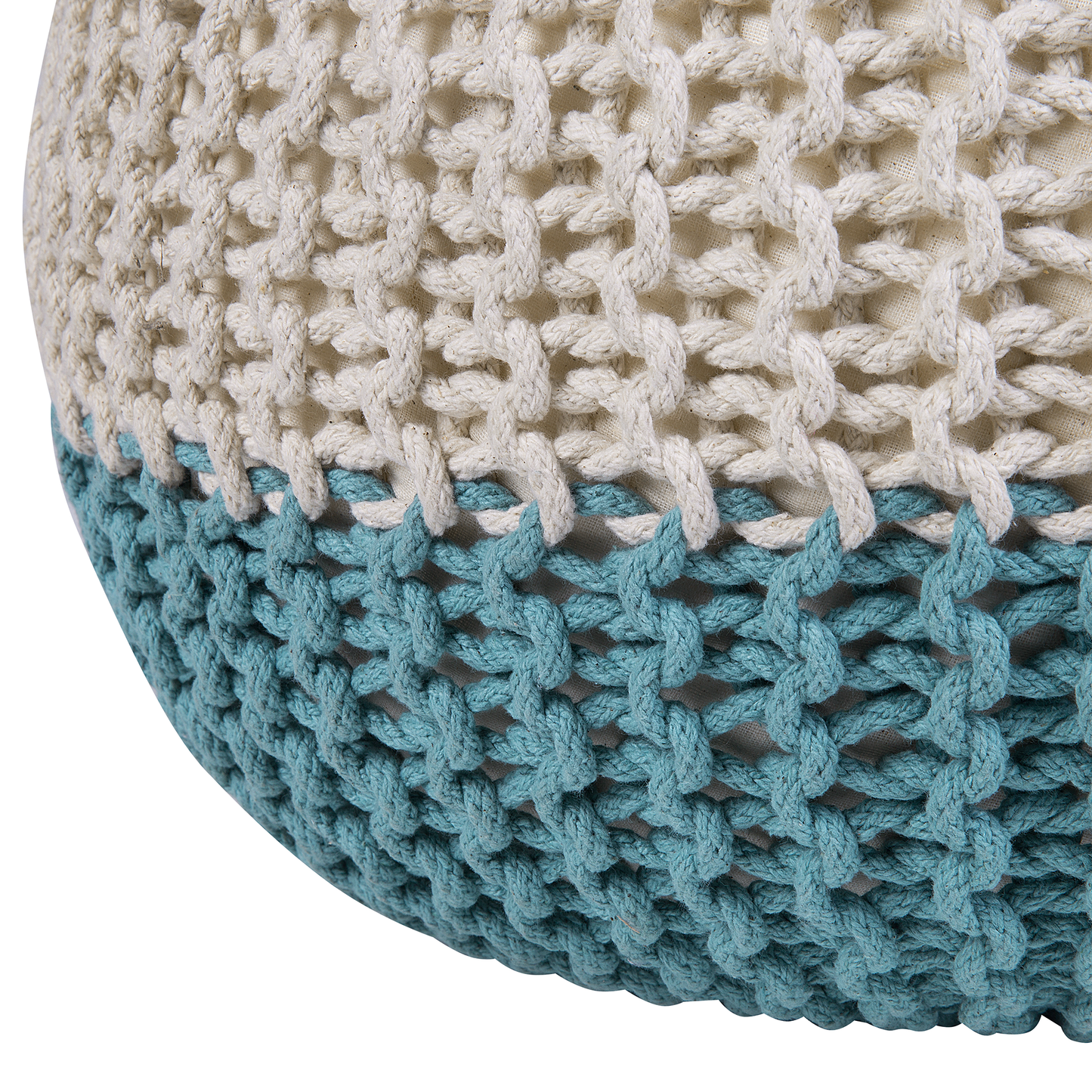 Pouf blau / beige ⌀ 50 cm CONRAD