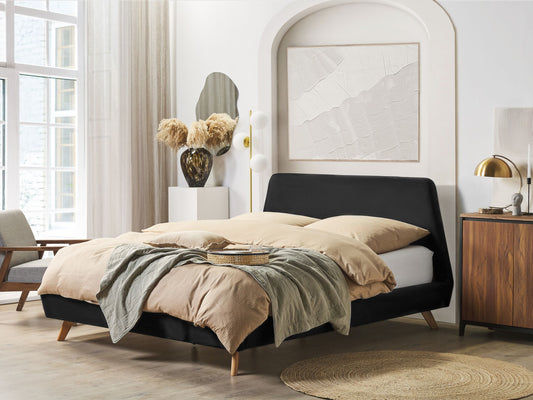 Bett mit Lattenrost Samtstoff VIENNE 160 x 200 cm Schwarz