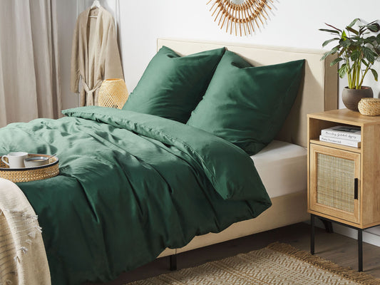 Bettwäsche Set dunkelgrün Baumwollsatin 220 x 240 cm HARMONRIDGE