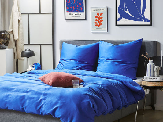 Bettwäsche-Set HARMONRIDGE Baumwollsatin 135 x 200 cm Dunkelblau