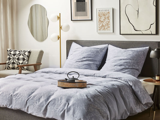 Bettwäsche-Set MORNINGSIDE Baumwollsatin 220 x 240 cm Grau