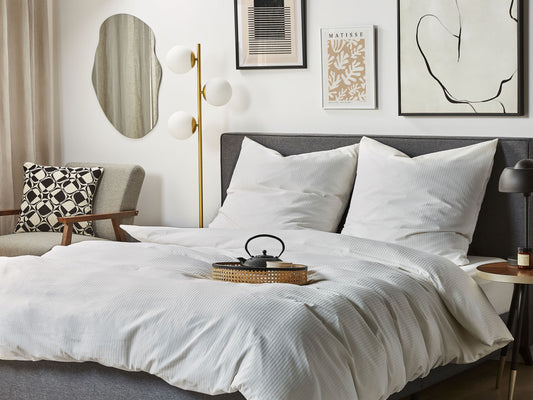 Bettwäsche-Set AVONDALE Baumwollsatin 155 x 220 cm Weiss
