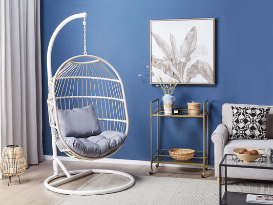 Hängesessel mit Gestell ALBA Polyrattan Weiss
