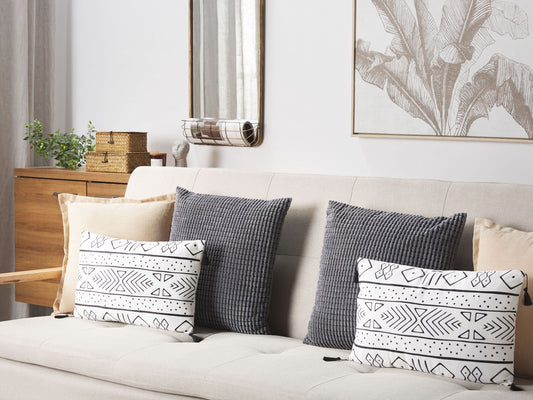 Dekokissen 2er Set SCHEFFLERA Samtstoff 30 x 50 cm Weiss Geometrisches Muster