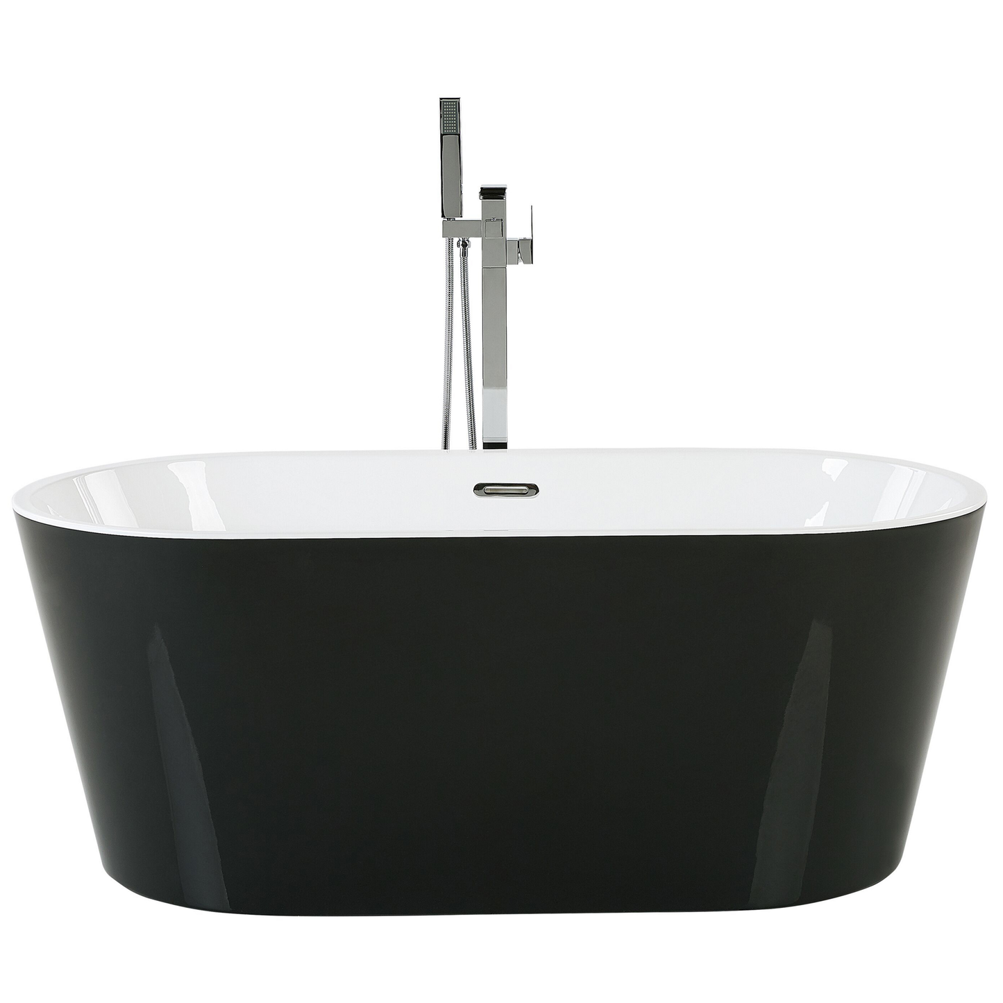 Badewanne freistehend schwarz-weiss oval 160 x 80 cm HAVANA