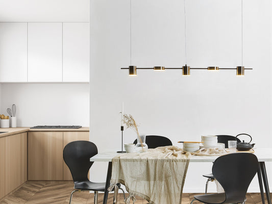 Hängelampe LED Aluminium messingfarben 5-flammig SESTRA