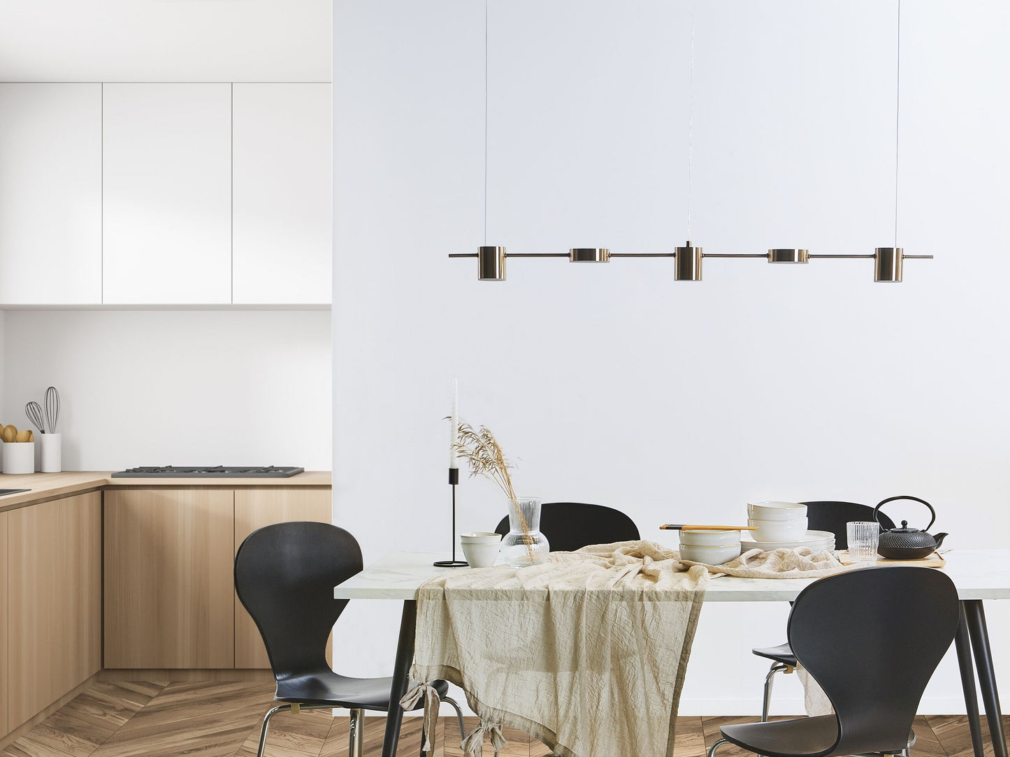 Hängelampe LED Aluminium messingfarben 5-flammig SESTRA