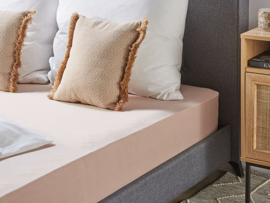 Spannbettlaken HOFUF Baumwolle 90 x 200 cm Beige