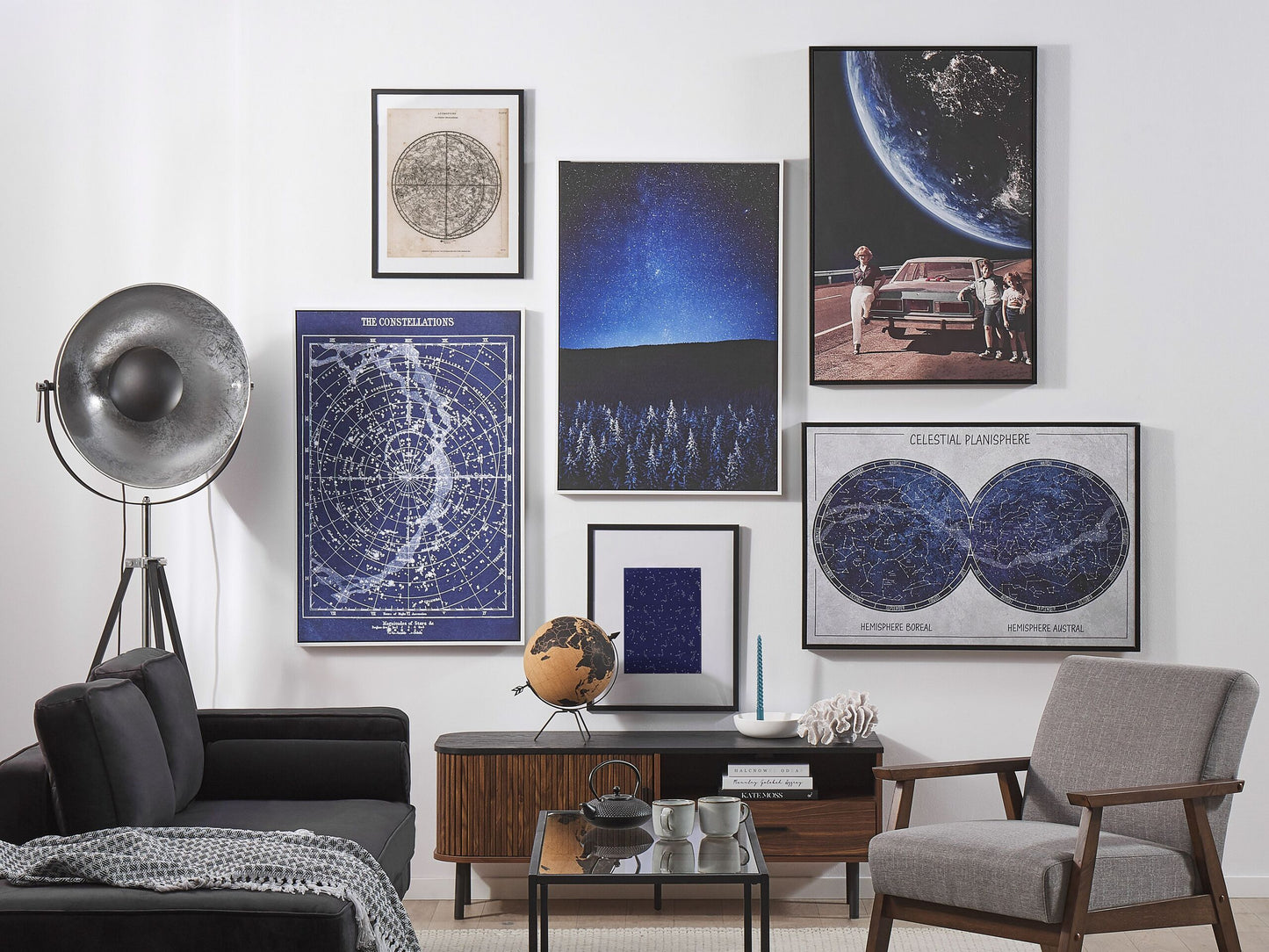 Leinwandbild mit Sternkonstellation 63 x 93 cm blau GRIZZANA