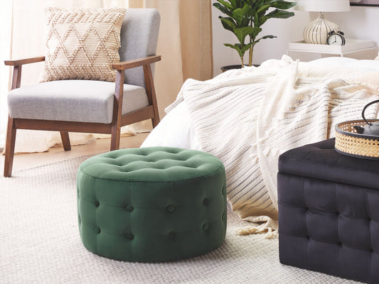 Pouf Samtstoff dunkelgrün rund ⌀ 55 cm TAMPA