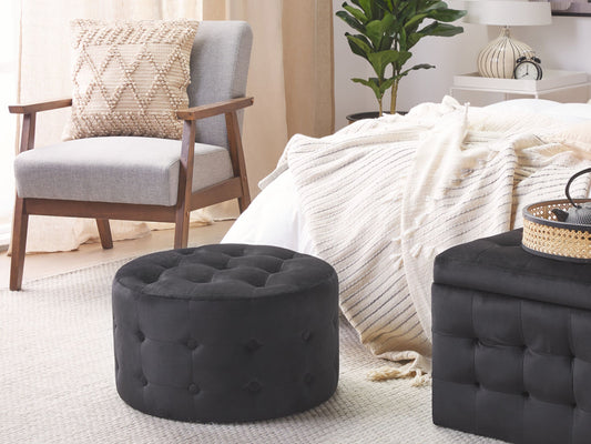 Pouf Samtstoff schwarz rund ⌀ 55 cm TAMPA