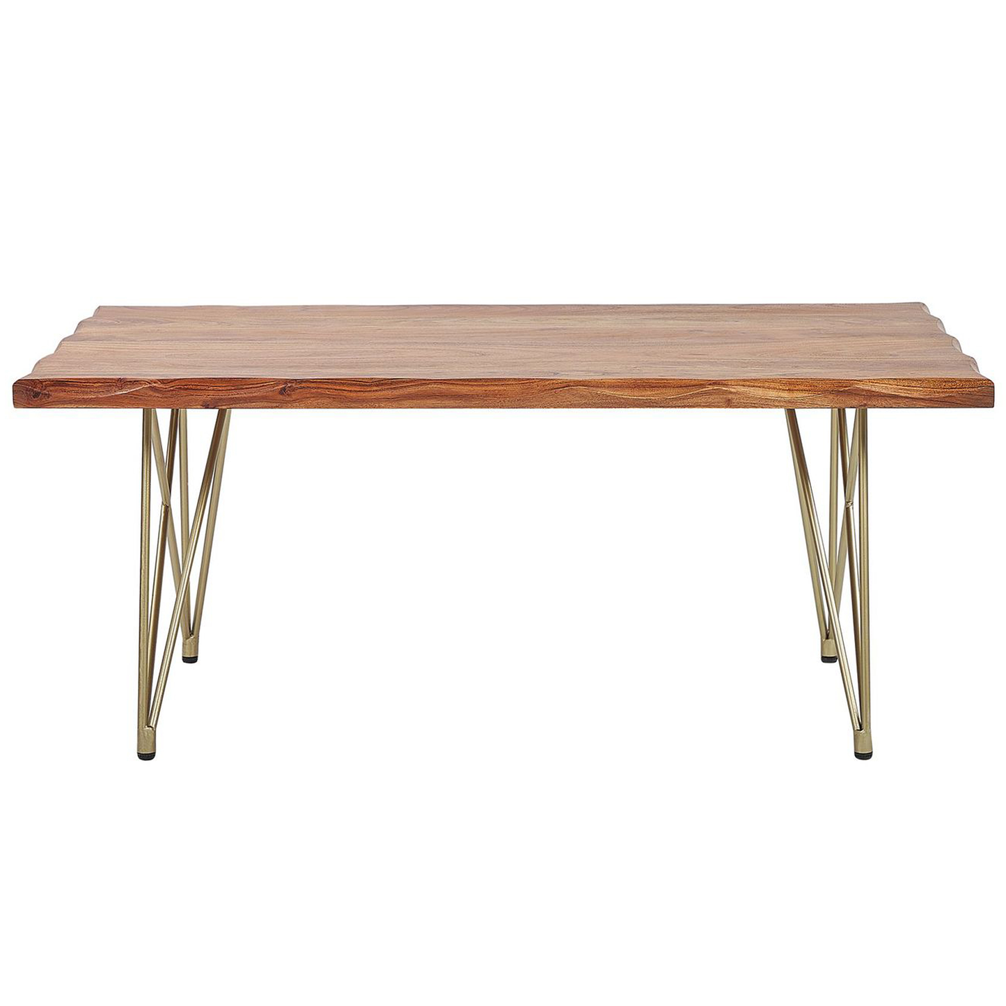 Couchtisch Akazienholz hellbraun / gold rechteckig 70 x 120 cm RALEY