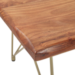 Couchtisch Akazienholz hellbraun / gold rechteckig 70 x 120 cm RALEY