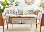 Couchtisch Akazienholz hellbraun / gold rechteckig 70 x 120 cm RALEY