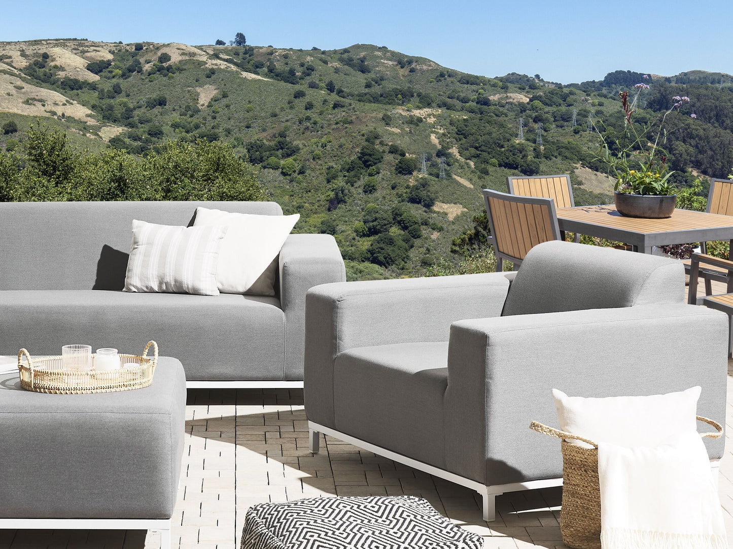 Gartensessel 2er Set ROVIGO Stoff Grau