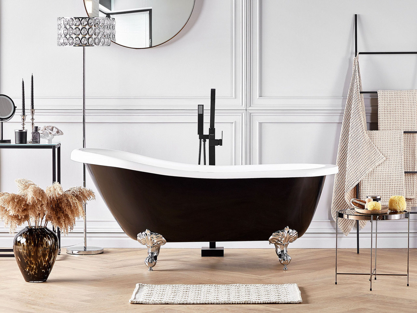 Badewanne freistehend schwarz oval 170 x 76 cm CAYMAN