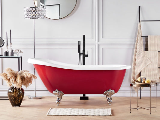 Badewanne freistehend rot oval 170 x 76 cm CAYMAN