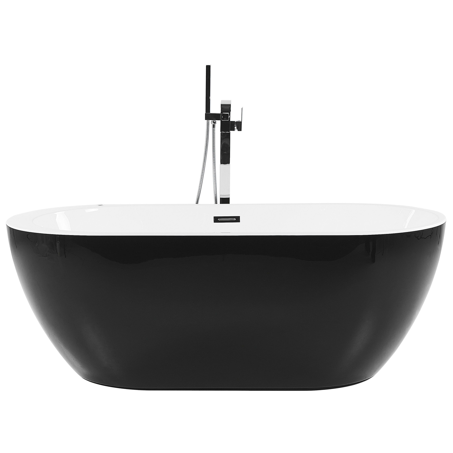 Whirlpool Badewanne freistehend schwarz mit LED 170 x 80 cm NEVIS III