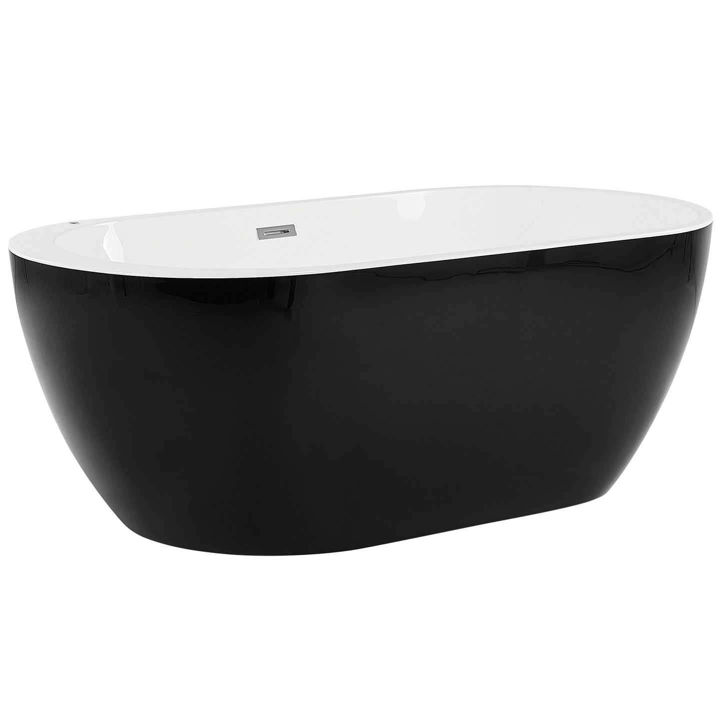 Whirlpool Badewanne freistehend schwarz mit LED 170 x 80 cm NEVIS III