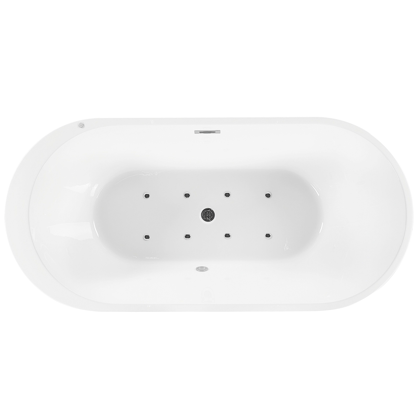 Whirlpool Badewanne freistehend schwarz mit LED 170 x 80 cm NEVIS III