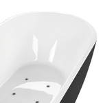 Whirlpool Badewanne freistehend schwarz mit LED 170 x 80 cm NEVIS III